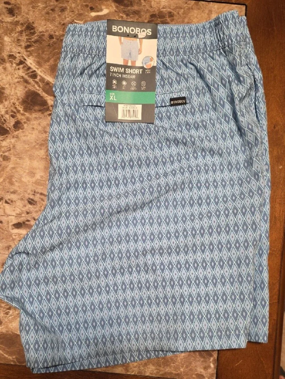 Bonobos Blue Geometric Swim Shorts